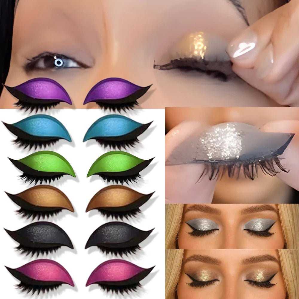 Reusable 1 Pair Lazy Eye Shadow Eyelash Patch 2-In-1 Eye Makeup Sticker With False Lashes & Shadow Waterproof Cosmetic Tools