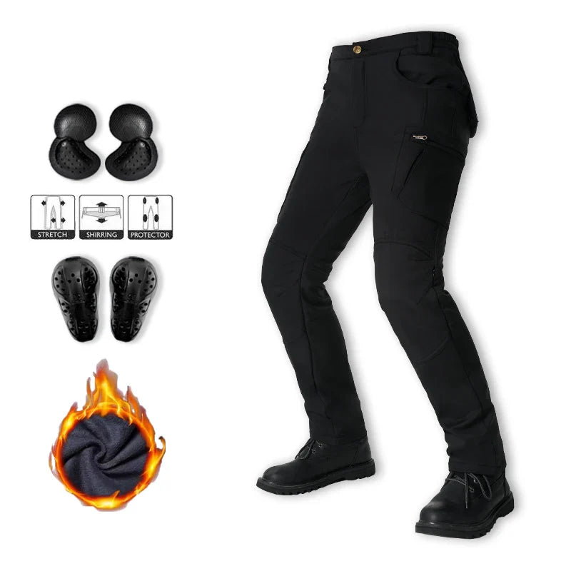 Men's Winter Motorcycle Pants Waterproof Windproof Thickened with Protective Gear New Motocross Motorbike Outdoor Trousers