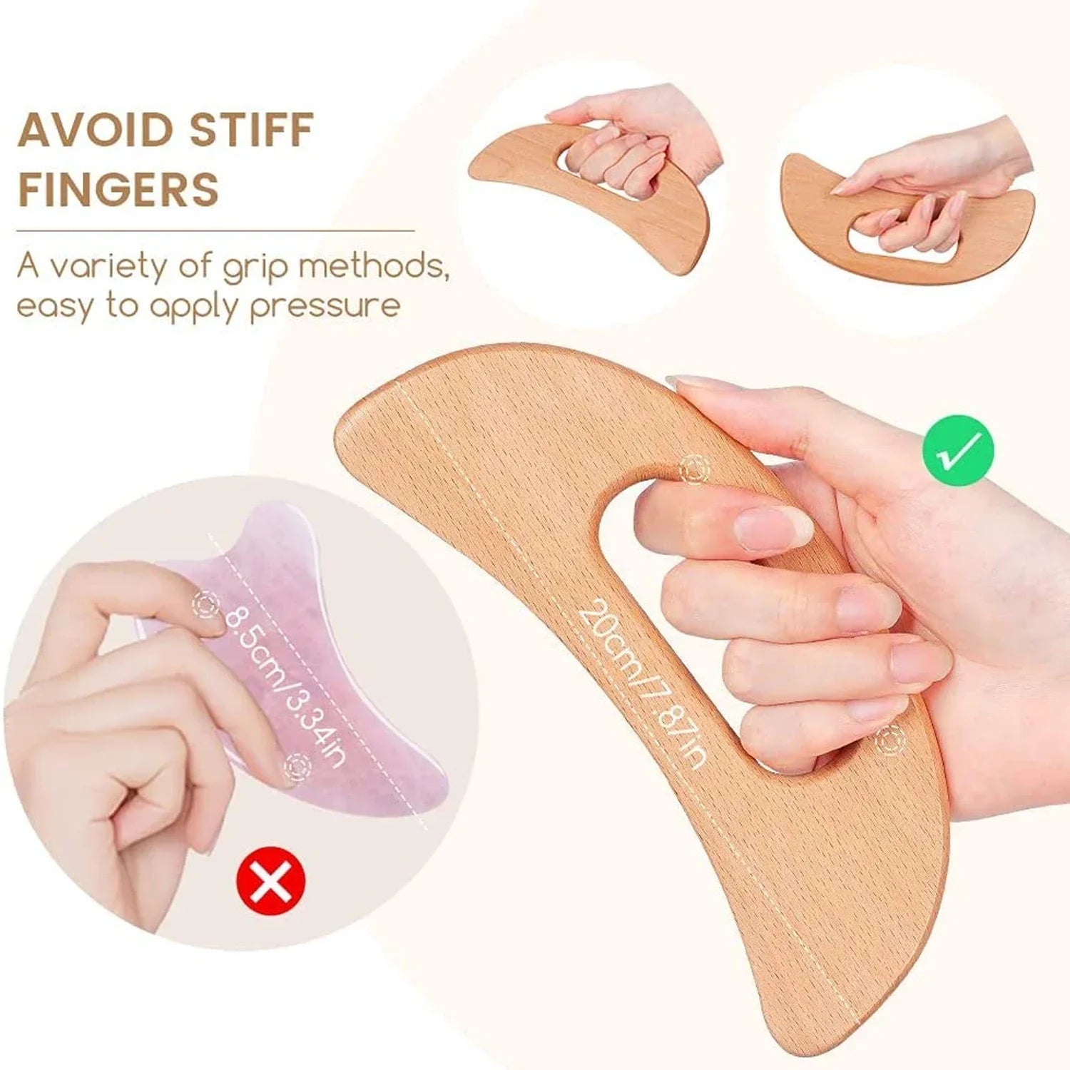 Body Gua Sha Tool Wooden Lymphatic Drainage Tool for Anti Cellulite and Relieve Muscle Fatigue Massage Tools for Neck Back