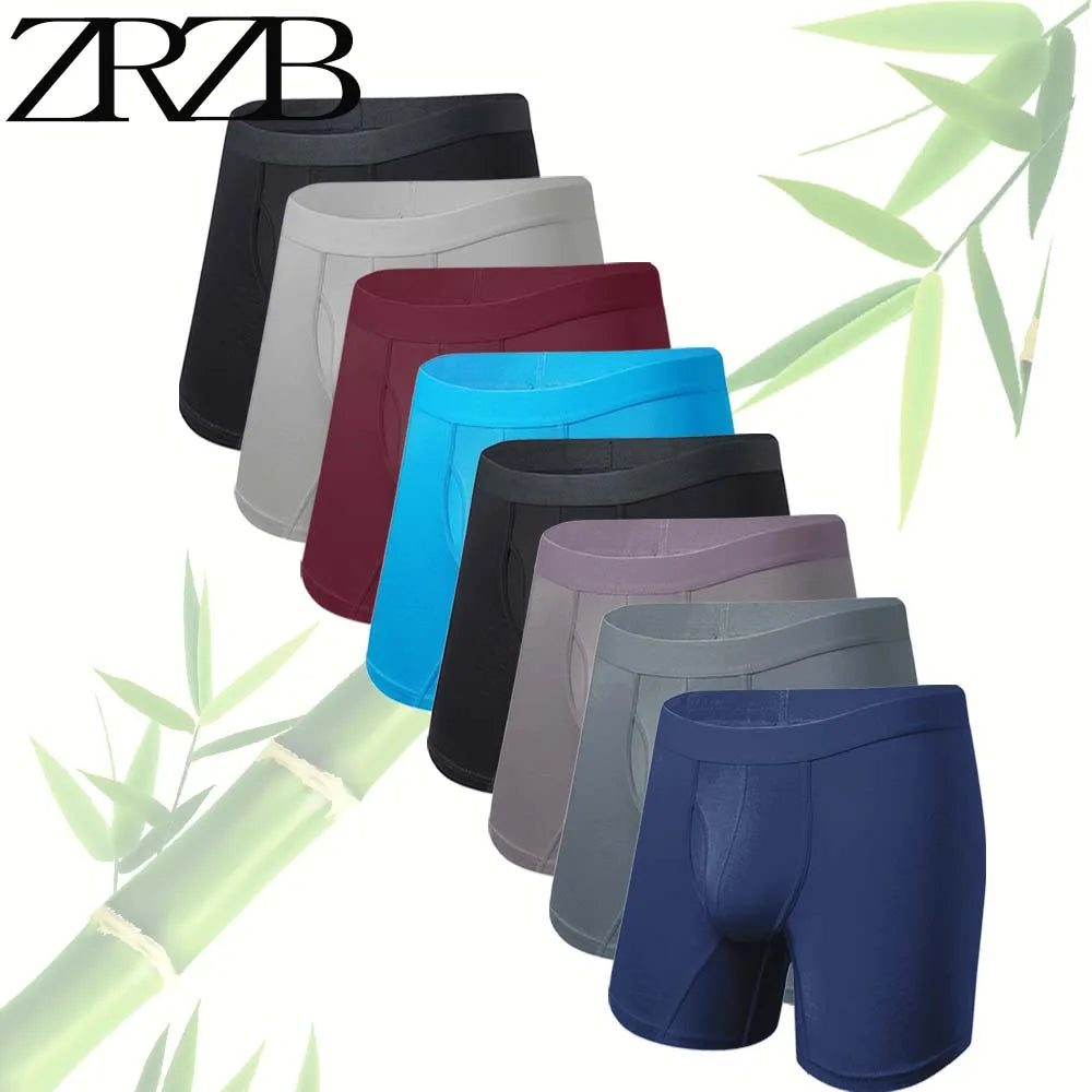 8-Pack Boxers Man Bamboo Fiber Men's panties Sexy Long Boxer Briefs Breathable and Soft Underwear for Men Plus Size S-XXL