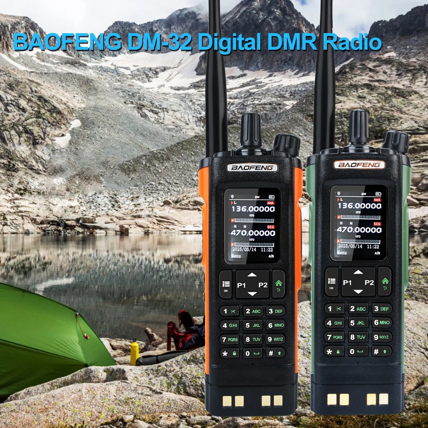 Baofeng DM-32 GPS APRS AES256 Encryption DMR Digital Analog UHF VHF Dual Band 8W Air Band FM Walkie Talkie DM-32UV