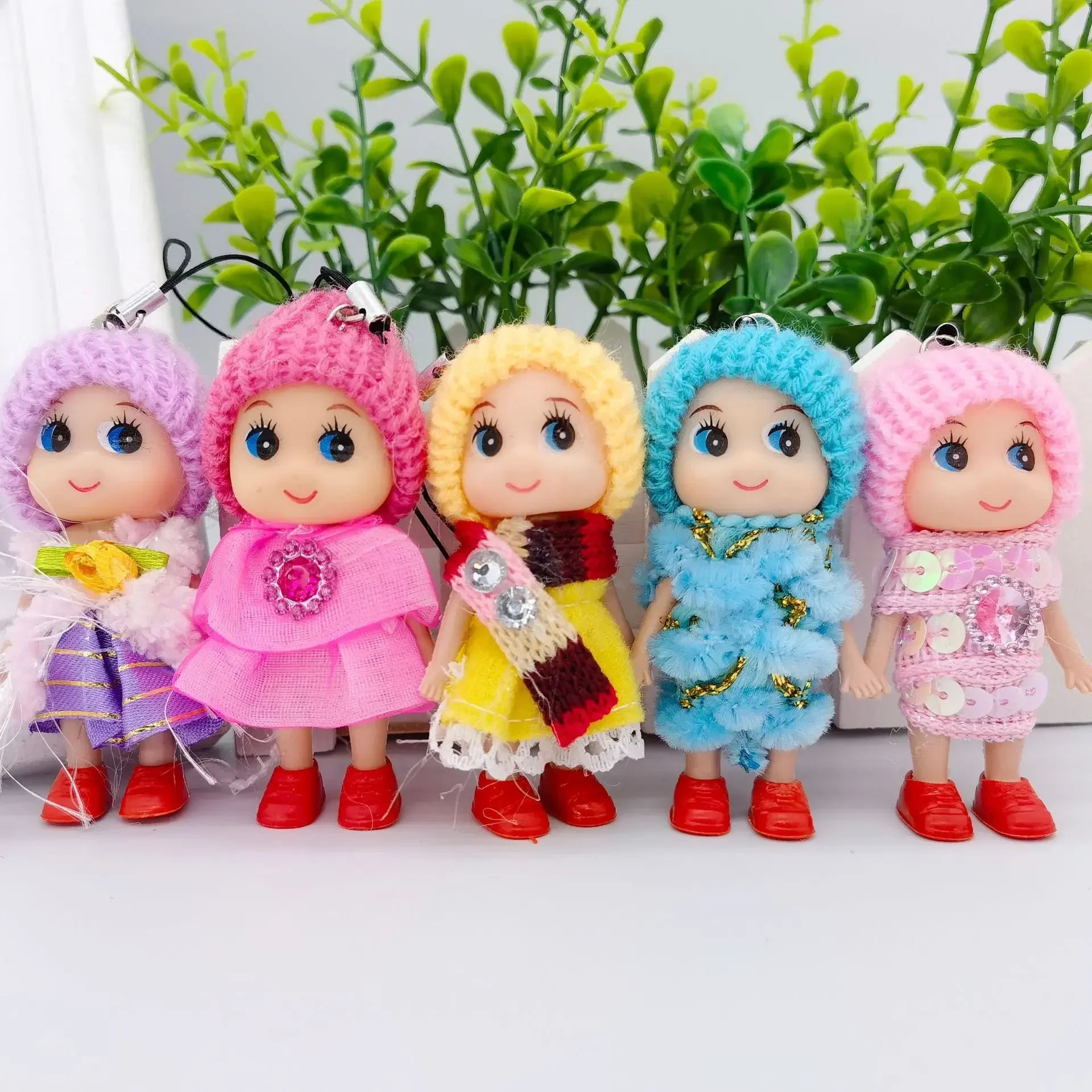 Cute Fashion Kids Plush Dolls Keychain Soft Stuffed Toys Keyring Mini Plush Animals Key Chain Baby Doll Toys for Girls Women