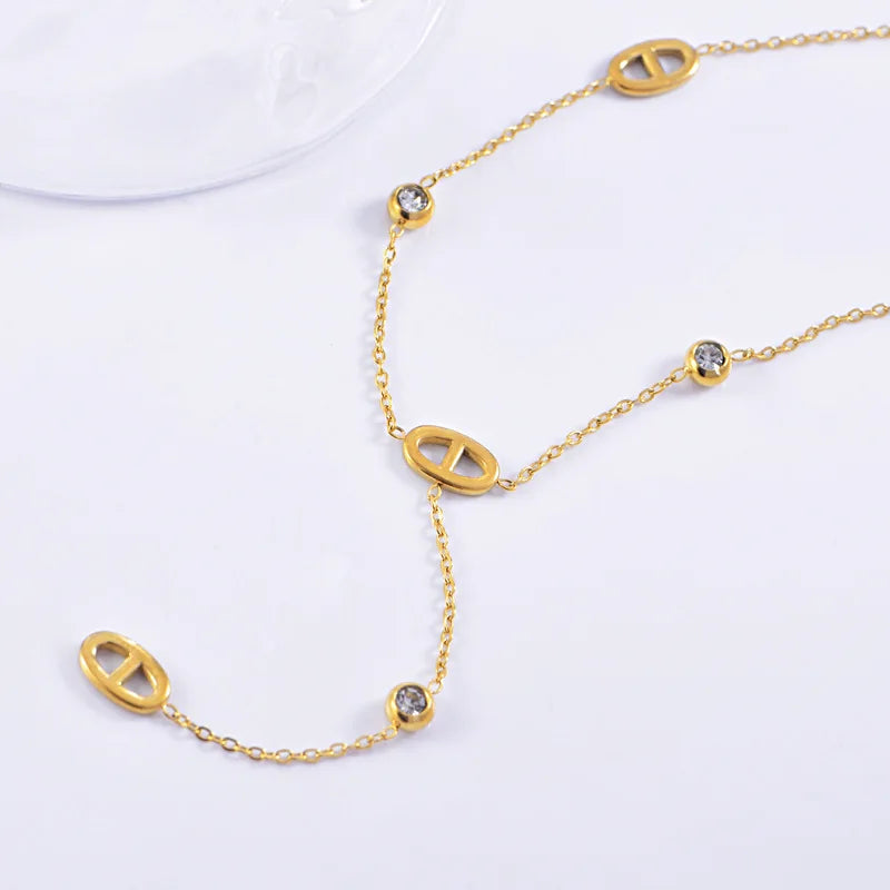 New Exquisite Titanium Steel Vintage Gold Color Long Chain Necklaces for Women Simple Metal Chain Choker Party Jewelry