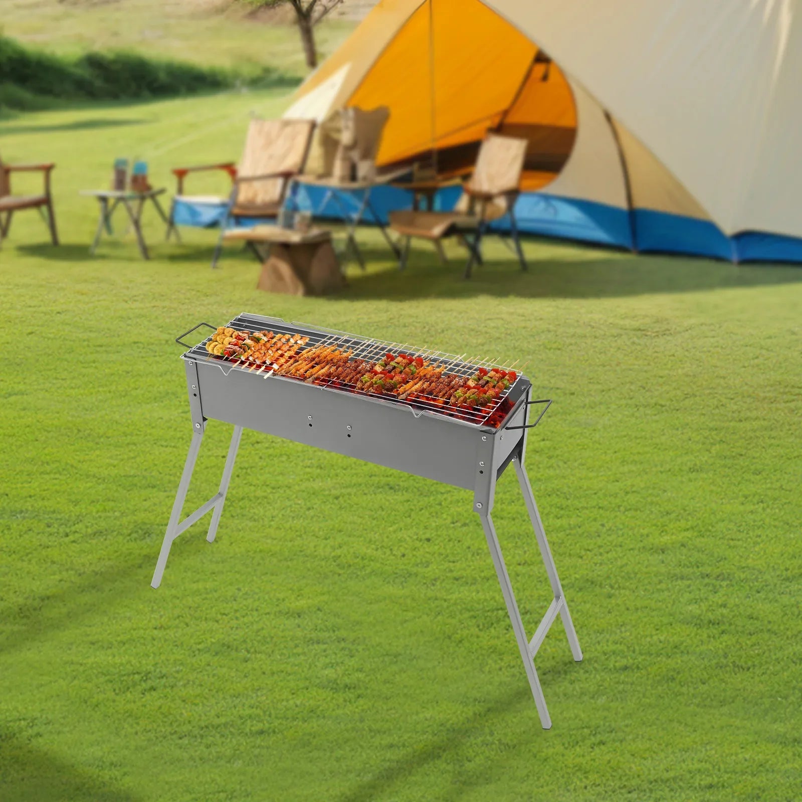 Portable BBQ Grill Folding Camping Barbecue Grill Charcoal Grills