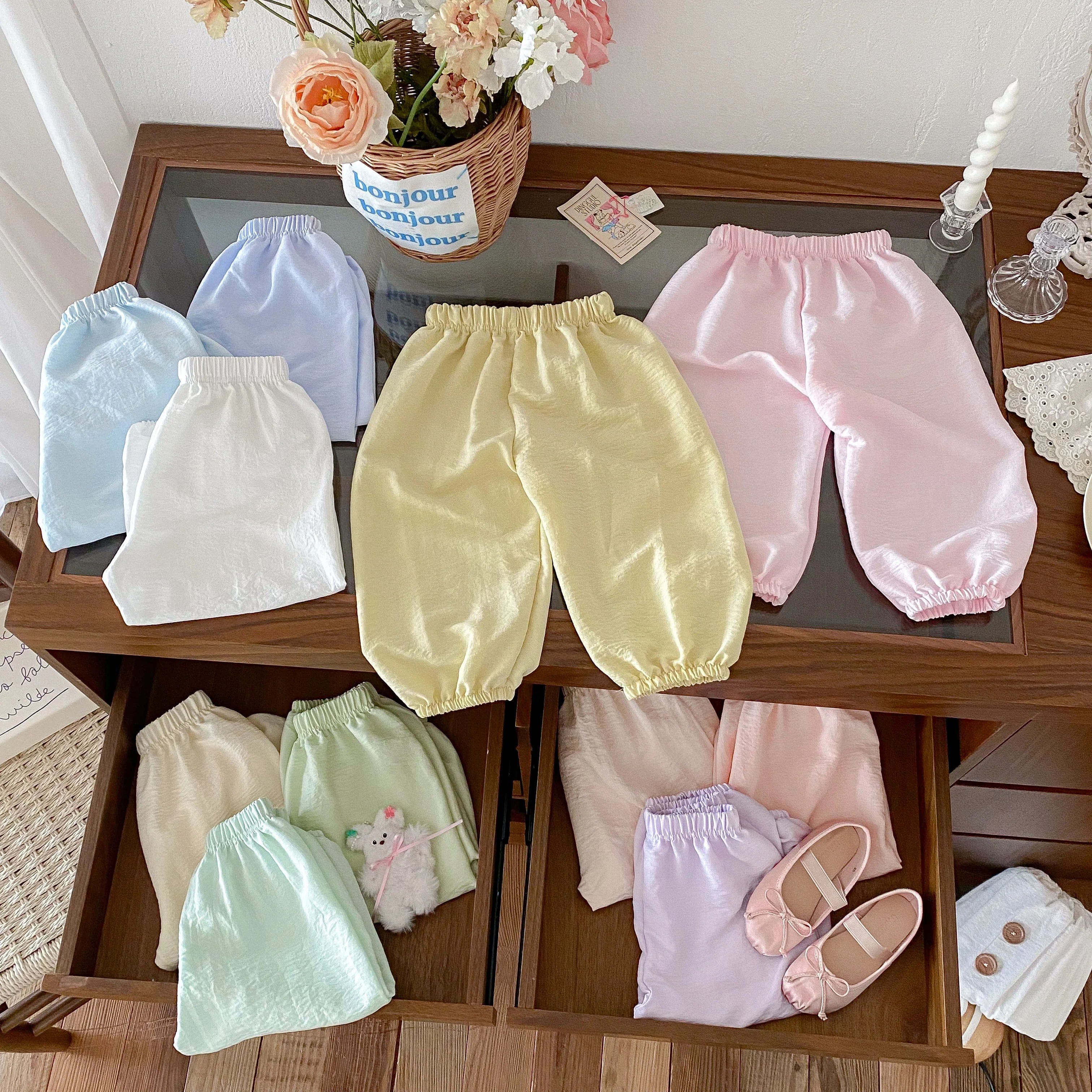 Outdoor Toddler Girls Summer Fashion Thin Loose Full Length Pants New Designer Printing Trousers Baby Unisex Cute Harem Pants