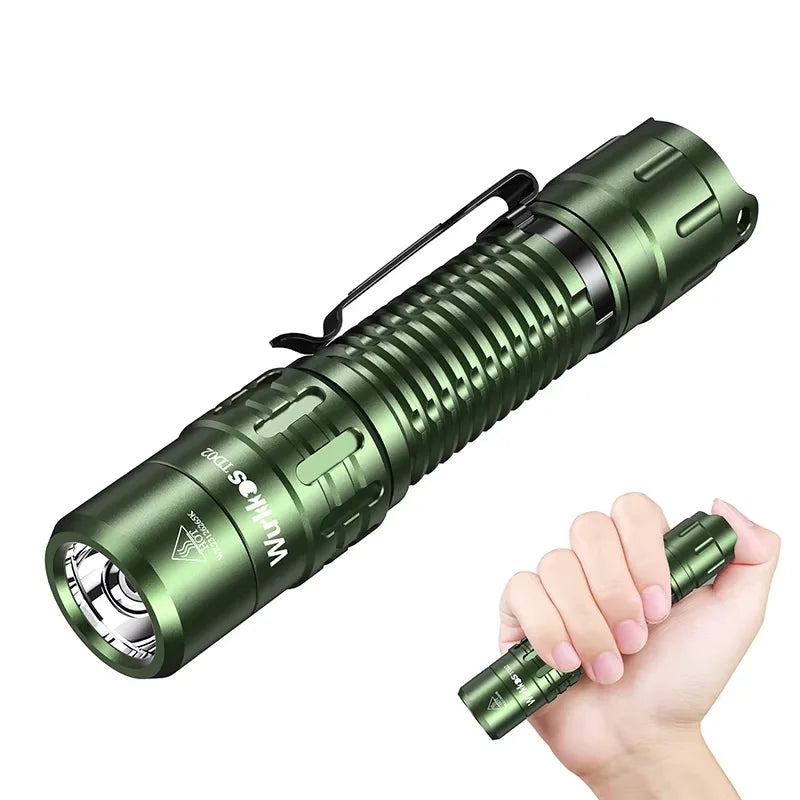 Wurkkos TD02 Tactical Flashlight 2000LM Pocket Torch 18650 Rechargeable EDC Type-C Charging Port Tail Switch IPX8 Waterproof