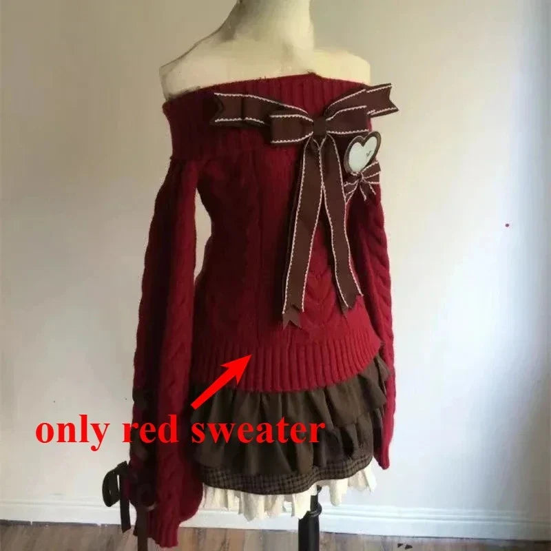 Autumn Winter Woman Korean Fashion Cute Pullover Sweet 2000s Sweater Elegant Oversize Knitwears Designer Aesthetic Chic Coquette