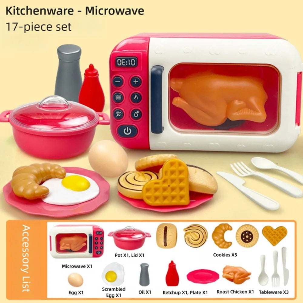 Multicolor Kids Cooking Playset Microwave Plastic Baking Playset Simulation Design Gas Stove Playing House Kitchen Toy Toy