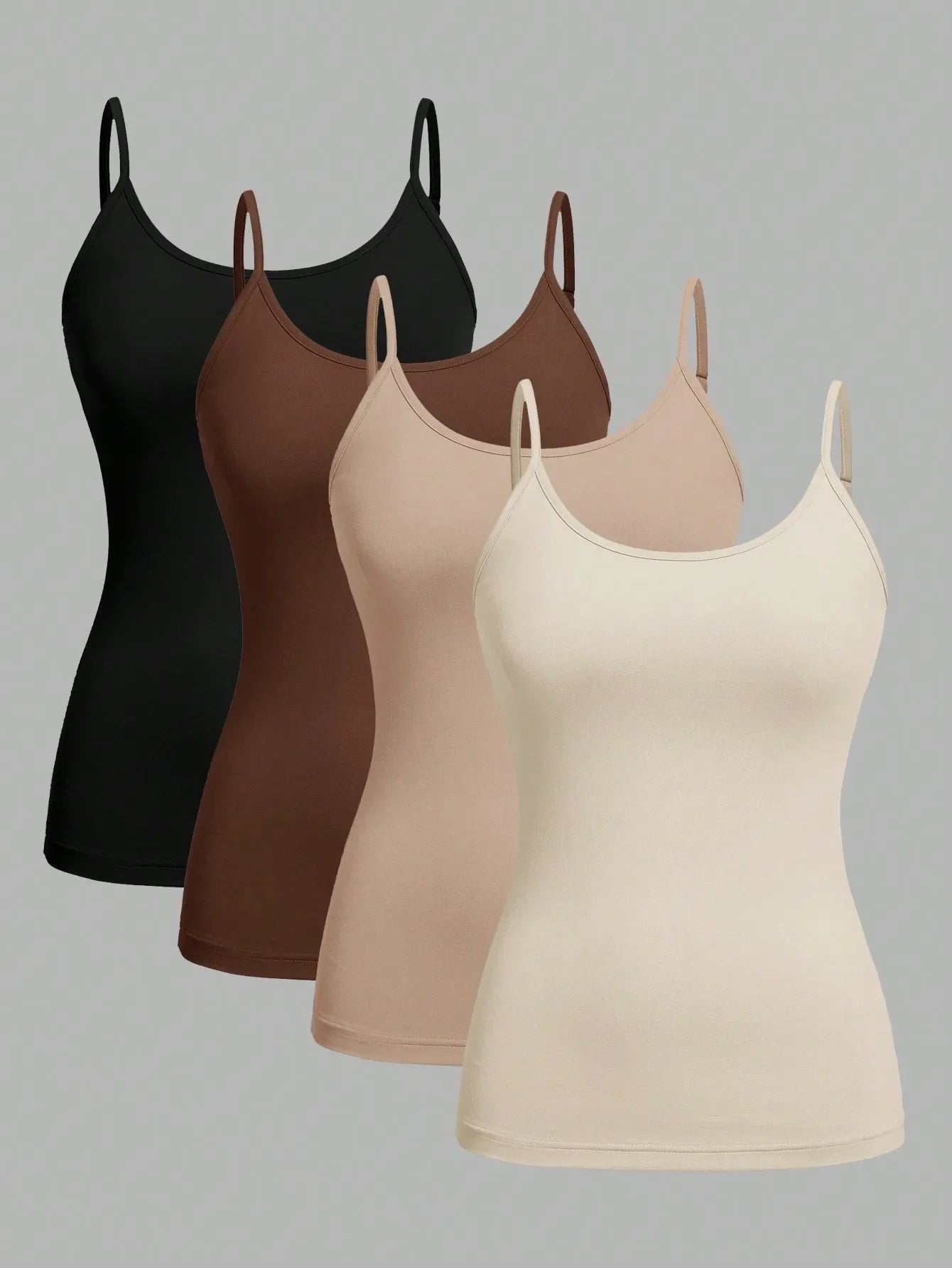 4 pcs Women Solid Color  Camisoles Vest Women Tank Tops Female Summer Sexy Strap Basic Tops Sleeveless Camisole T-shirt