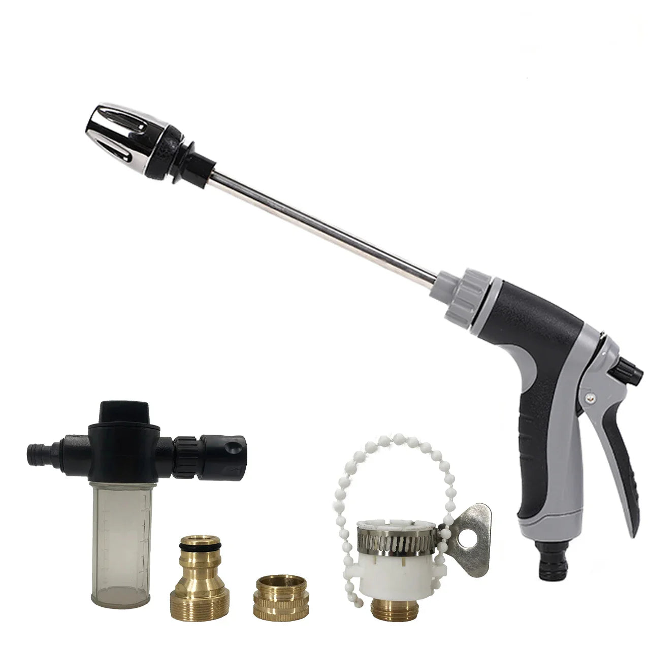 High Pressure Long Pole Car Wash Water Gun, Household Car Wash Tool, Metal Extension Pole, Rubber Coating, Gardening Tool