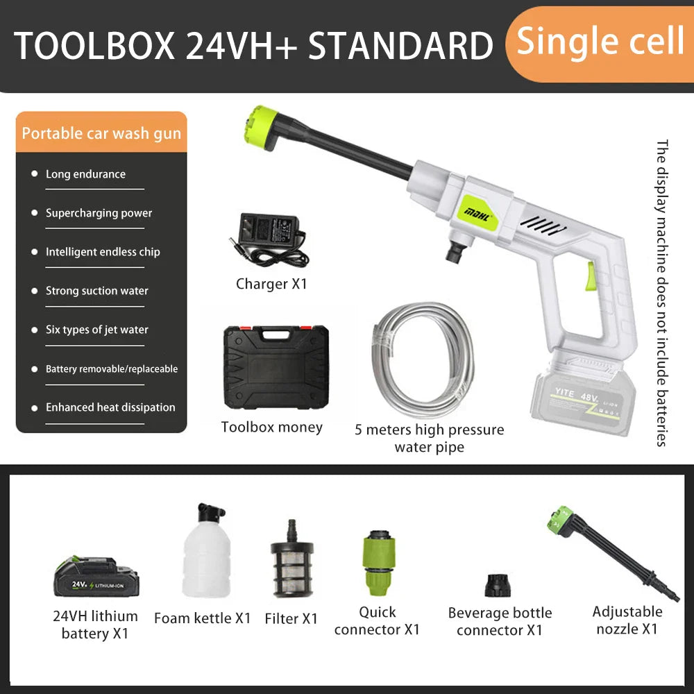 2025 New high pressure cordless cleaning water gun, portable household turbocharged electric car washing machine