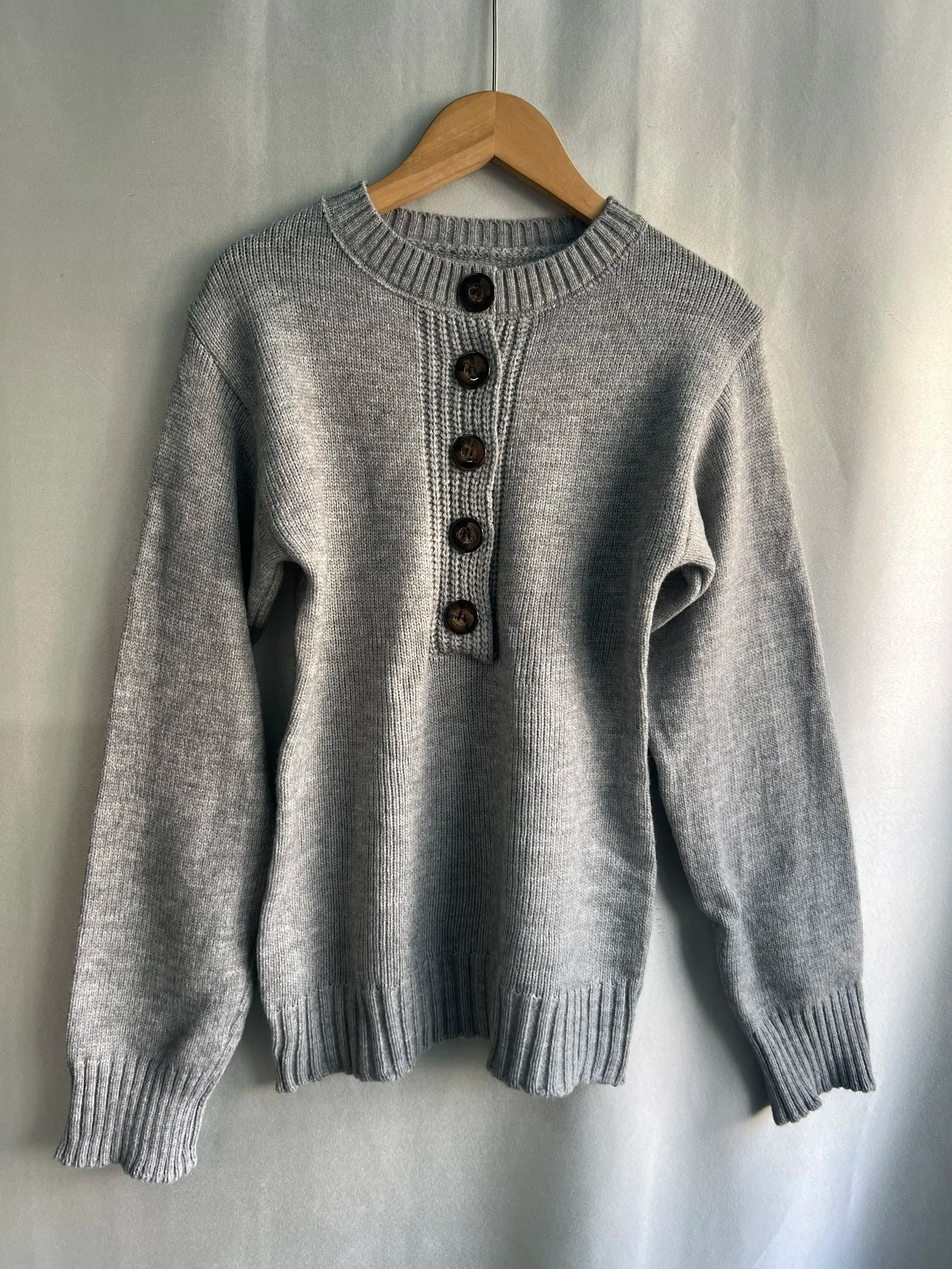 Y2k Gray V Neck Sweaters Mujer 2025 Autumn Winter New Knitted Pullover Fashion Slim Fit Long Sleeve Top for Women