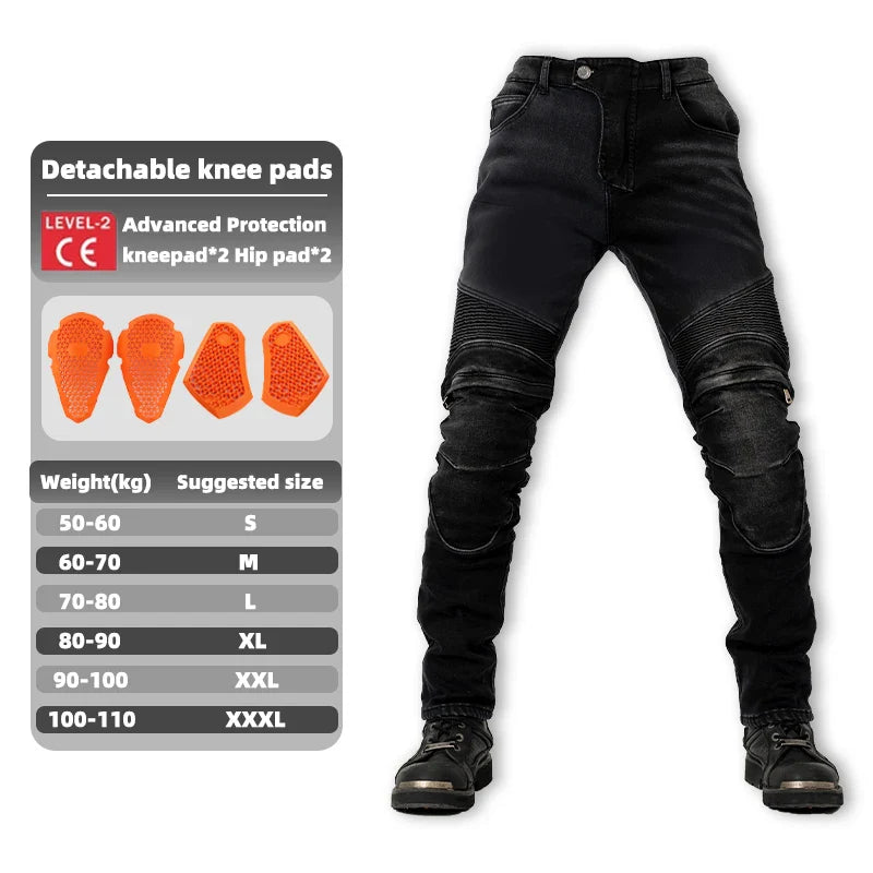 New Winter Motorcycle Kevlar Black Jeans Motorbike elasticity Ride Trousers Motocross Men Equipemt Winter warm Riding Pants