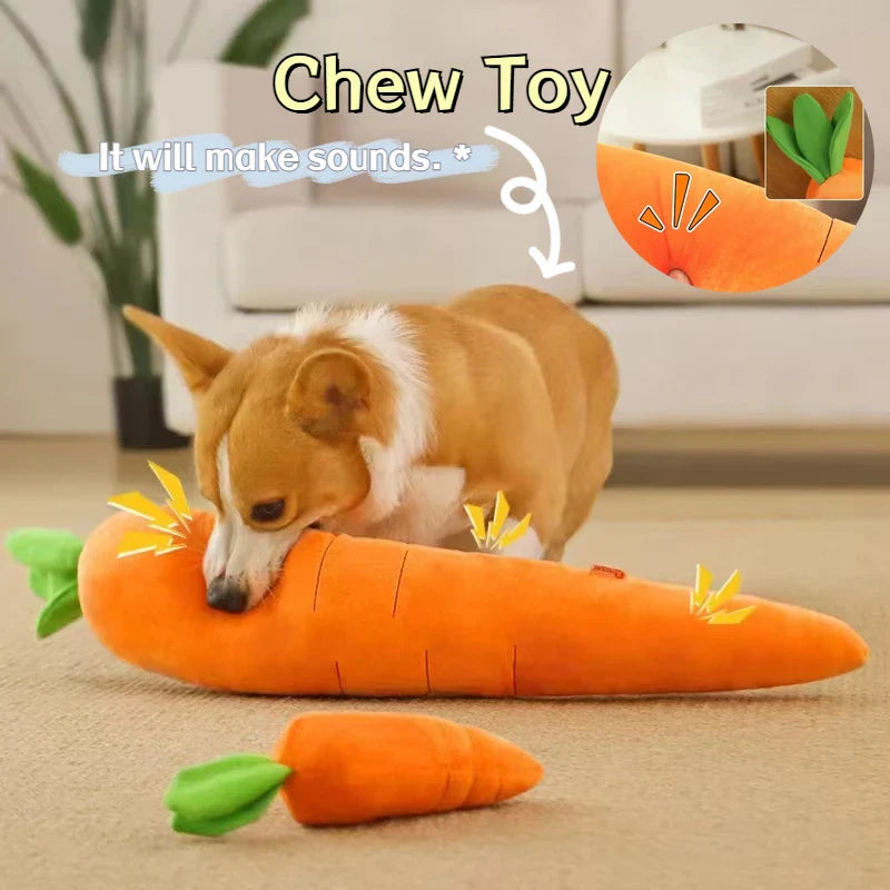 Dog Toy Pet Carrot Plush Toy Vegetable Chew Toy for Small Medium Large Dogs Universal Pet Sound Playing Toy Pet Accessories
