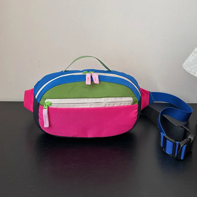 Dopamine Oxford Women Waist Bag Contrast color Chest Bag Fashion Shoulder Bag Unisex Suitable for shopping Outdoor Crossbody Bag