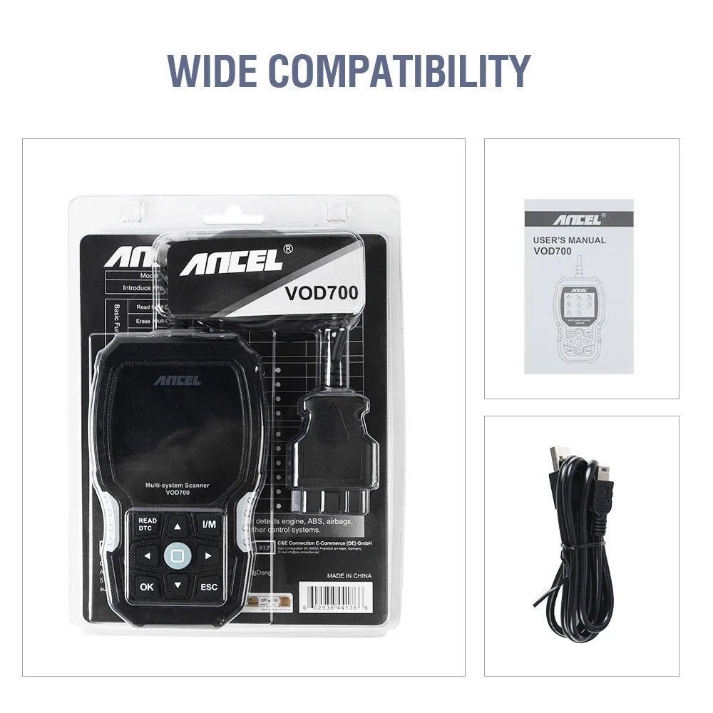 All System OBD2 Scanner Fits for Volvo Car Code Reader ABS Bleeding Injector Oil Reset OBD2 Diagnostic Scan Tool ANCEL VOD700