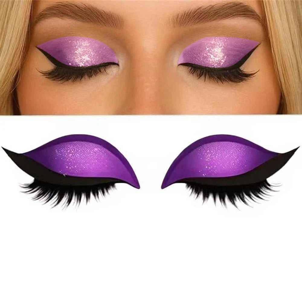 Reusable 1 Pair Lazy Eye Shadow Eyelash Patch 2-In-1 Eye Makeup Sticker With False Lashes & Shadow Waterproof Cosmetic Tools