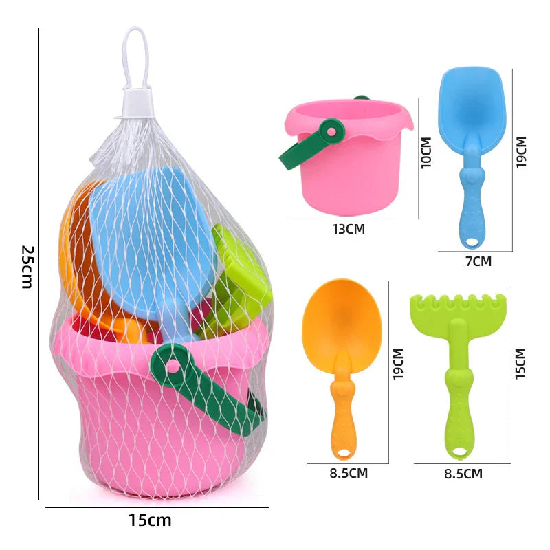 4Pcs/Set Beach Toy Set for Kids Soft Rubber Play Sand Tools Sand Bucket Beach Shovel Toys Summer Children Playing with Sand Toys