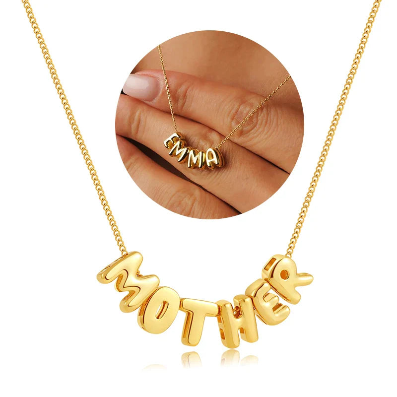 Bubble Letter Necklaces Custom 3D Bubble Letters Balloon Name Necklaces for Women Girls 18K Gold Name Personalized Jewelry Gift