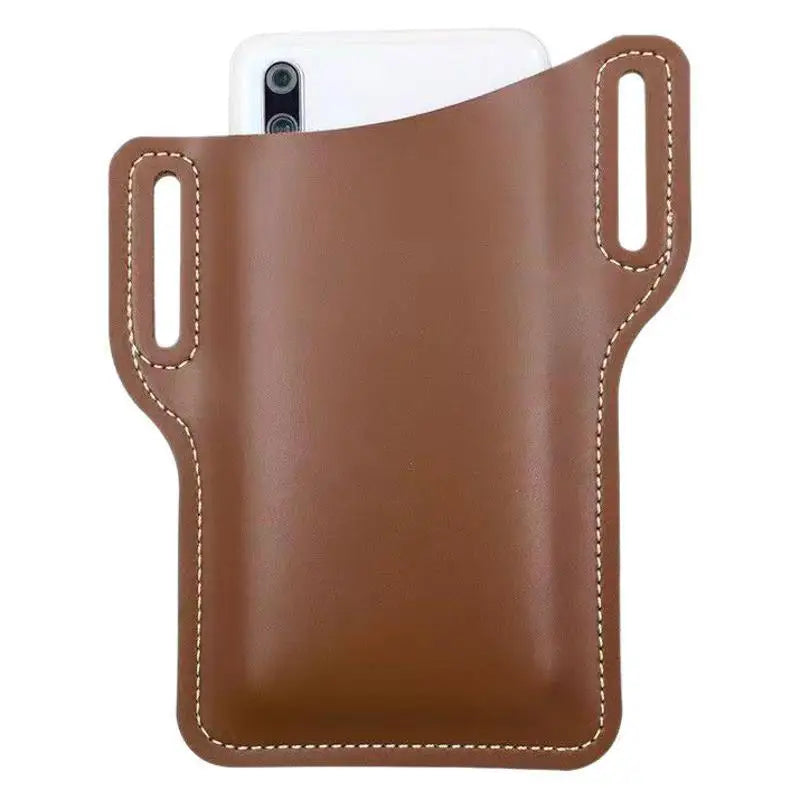 Fashion Men Belt PU Leather Waist Bag Case Vertical Multifunctional Portable Phone Waistpack Card Bag Travel Casual Phone Bags